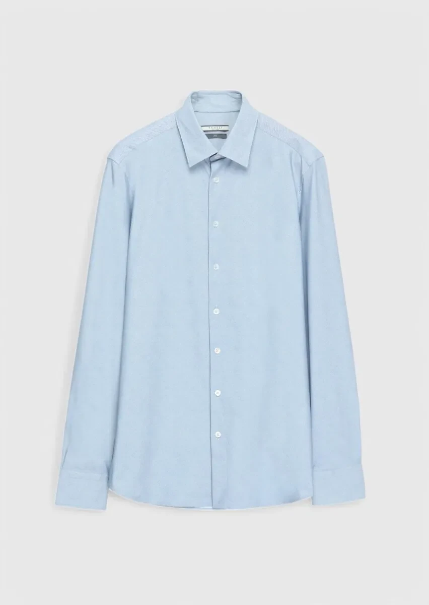 Blue Printed Casual Fit Knitting Casual Shirt - 1