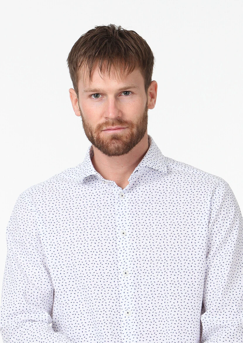 Blue Printed Regular Fit Weaving Casual 100% Cotton Shirt - 3