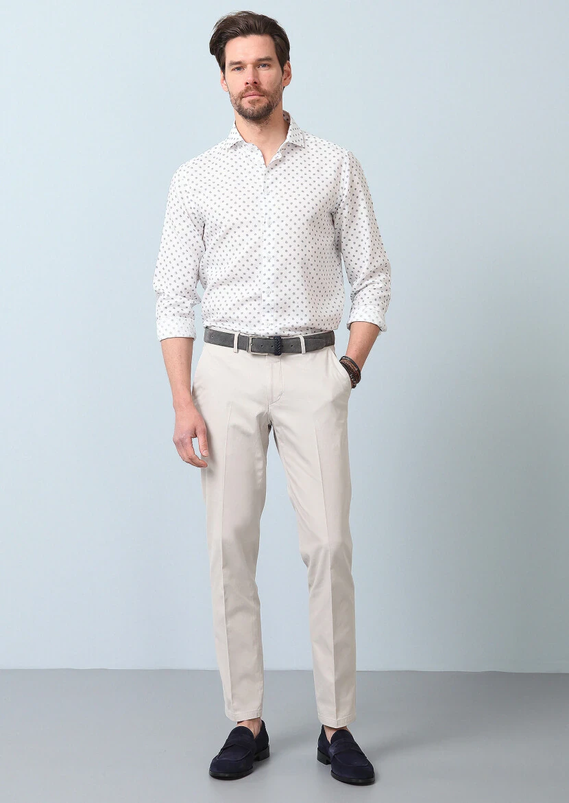 Blue Printed Regular Fit Weaving Casual Cotton Blended Shirt - 5