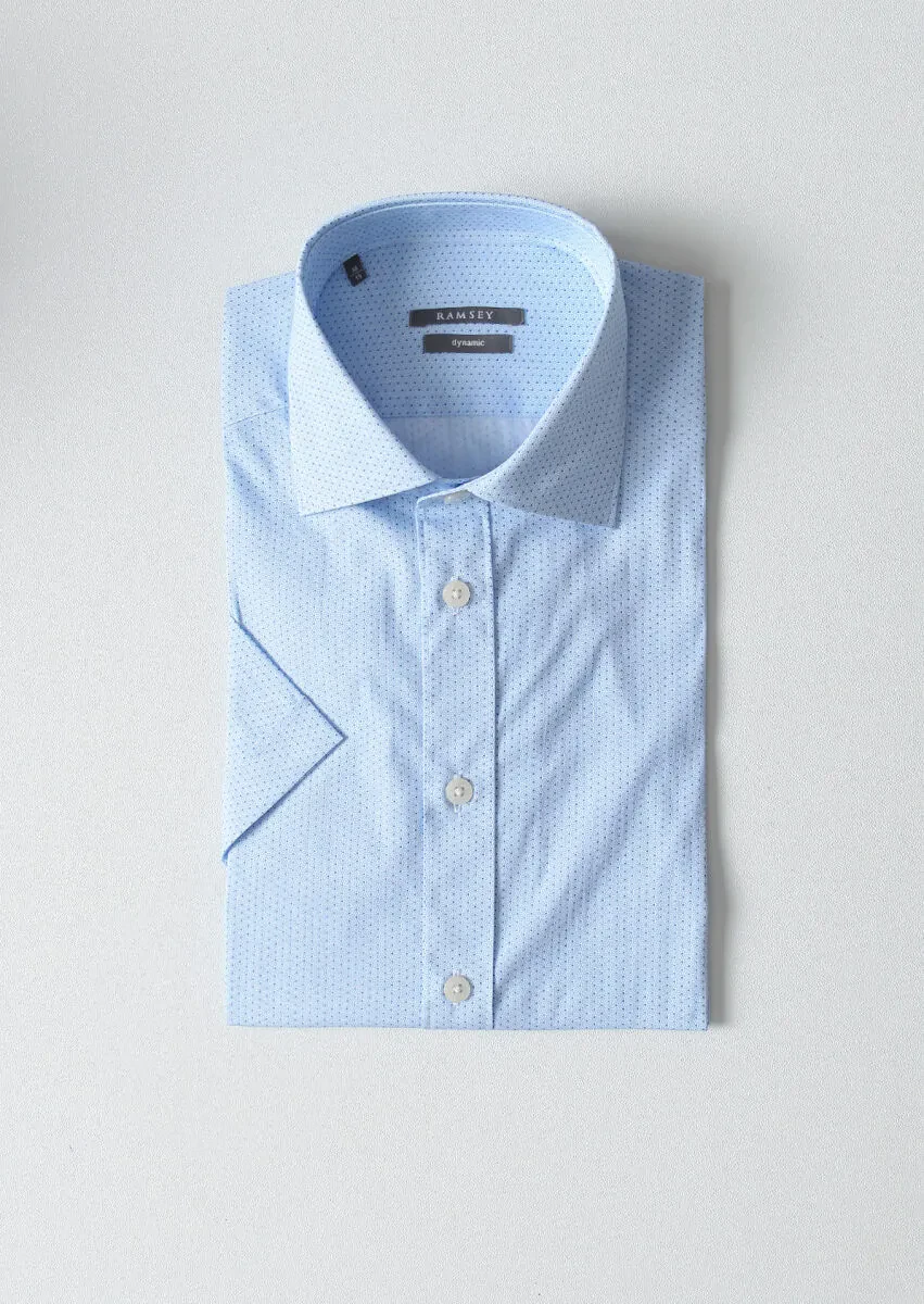 Blue Printed Regular Fit Weaving Classical Cotton Blended Shirt - 1