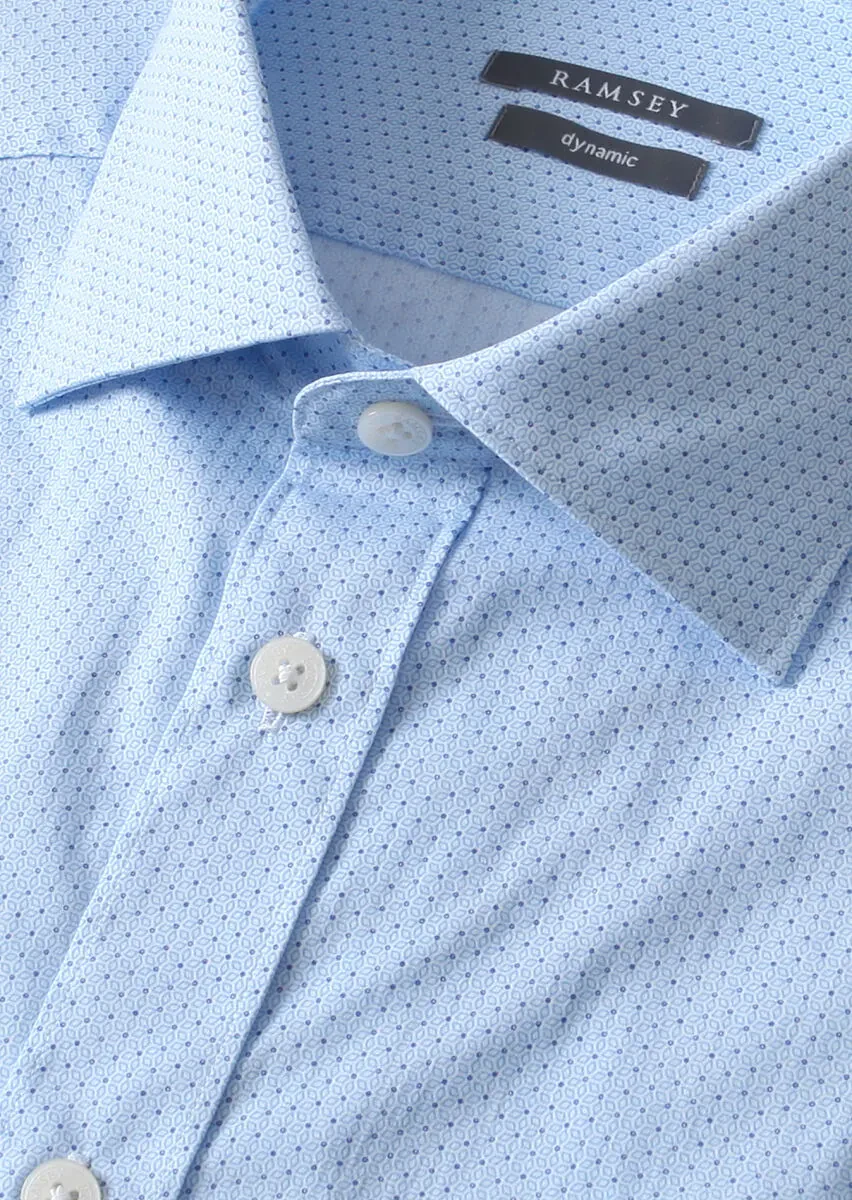 Blue Printed Regular Fit Weaving Classical Cotton Blended Shirt - 2