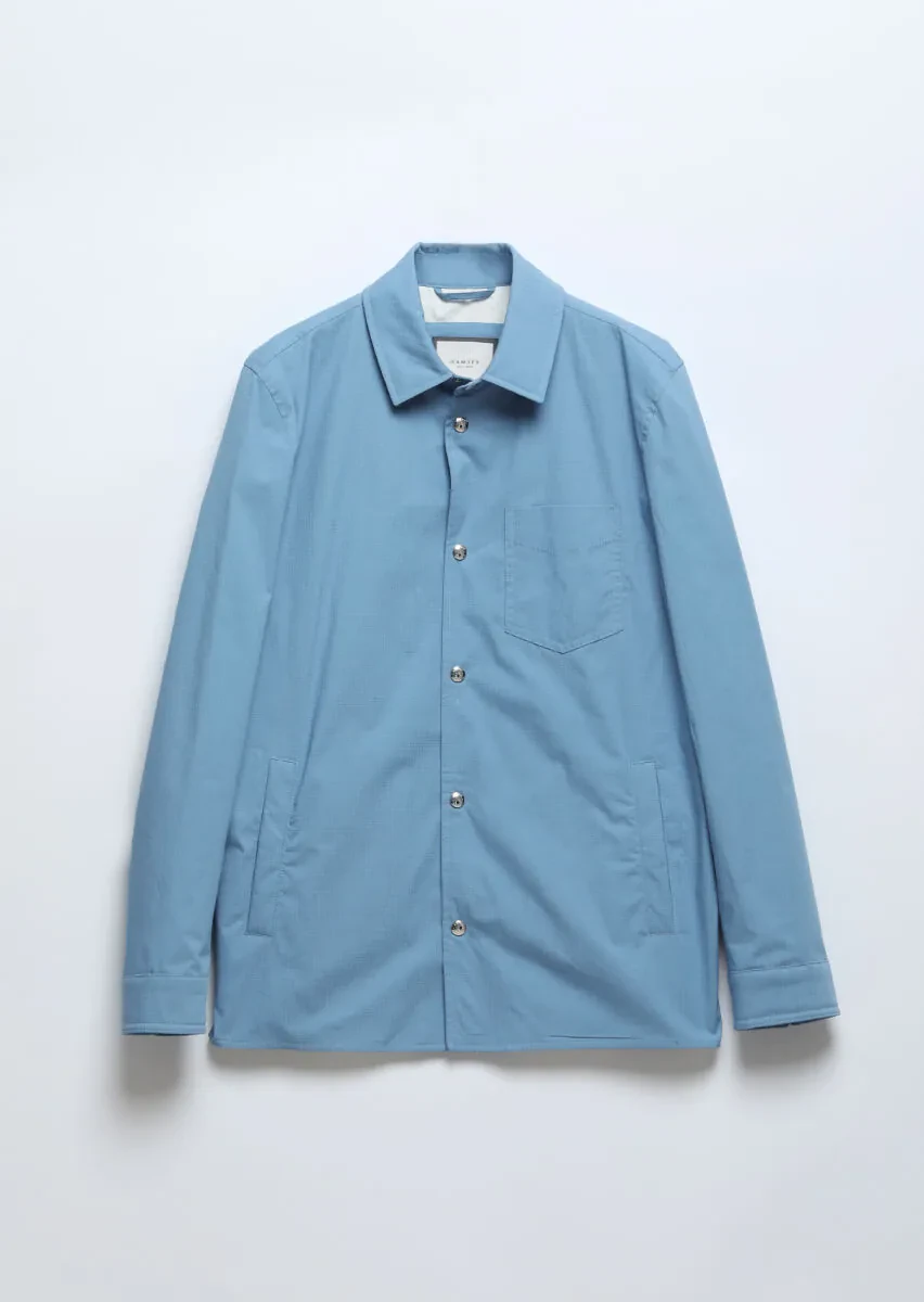 Blue Regular Fit Shirt Collar Casual Weaving Coat - 6