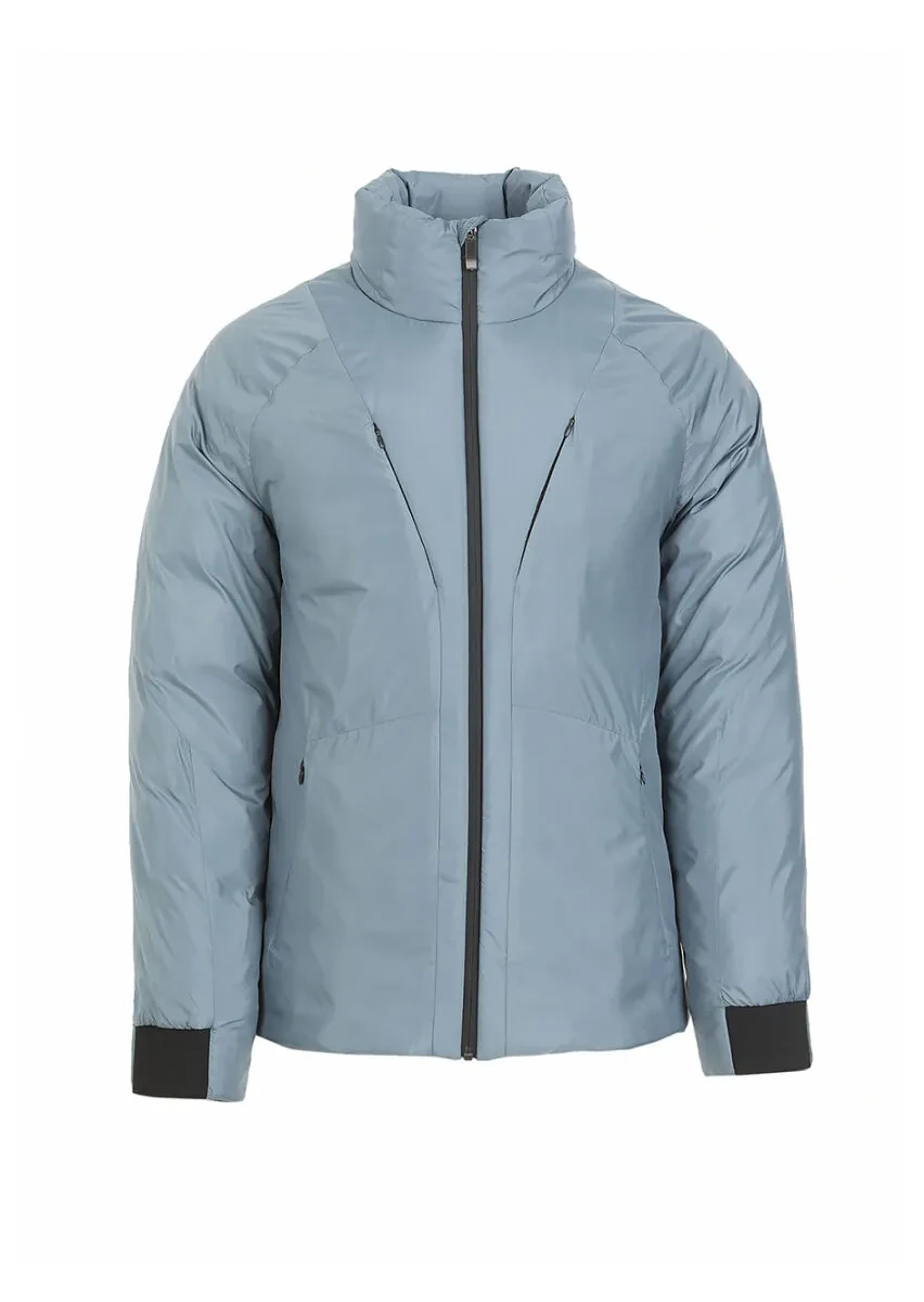 Blue Regular Fit Turtleneck Casual Weaving Coat - 8