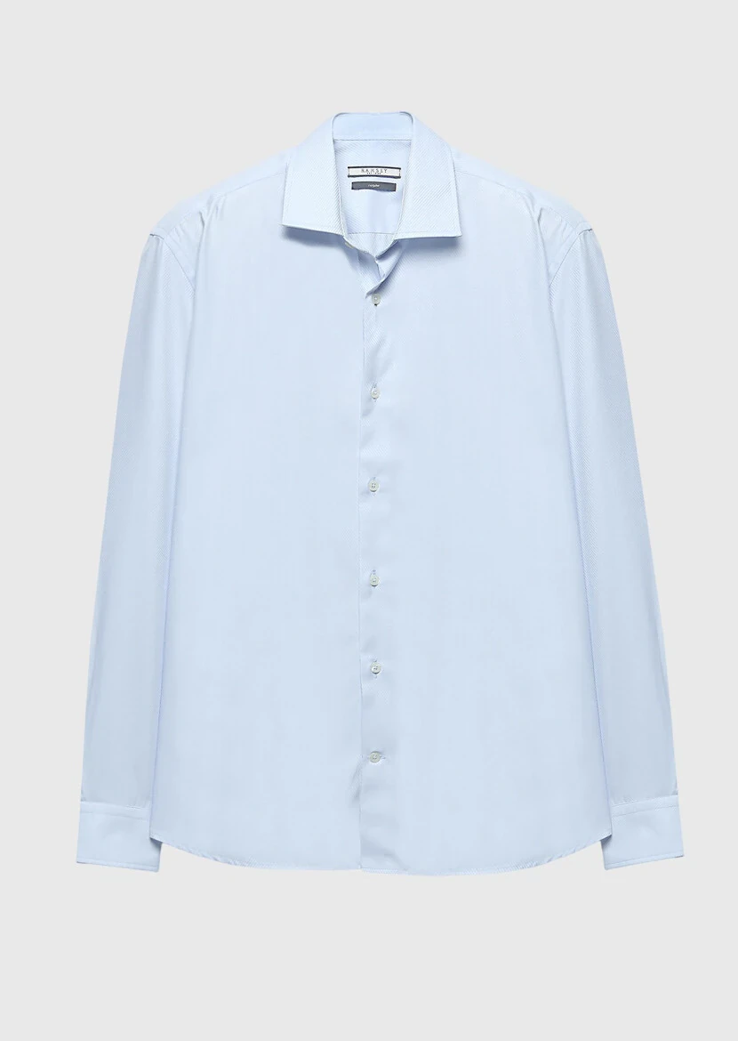 Blue Regular Fit Weaving Classical 100% Cotton Shirt - 6