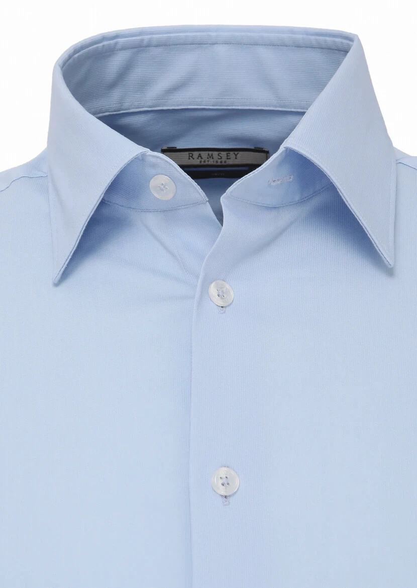 Blue Slim Fit Weaving Classical Cotton Blended Shirt 