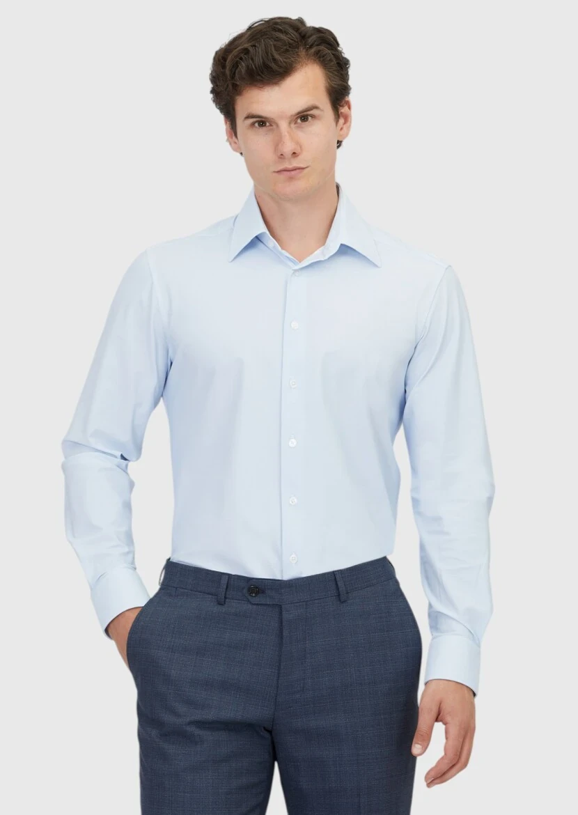 Blue Striped Regular Fit Knitting Classical Shirt - RAMSEY