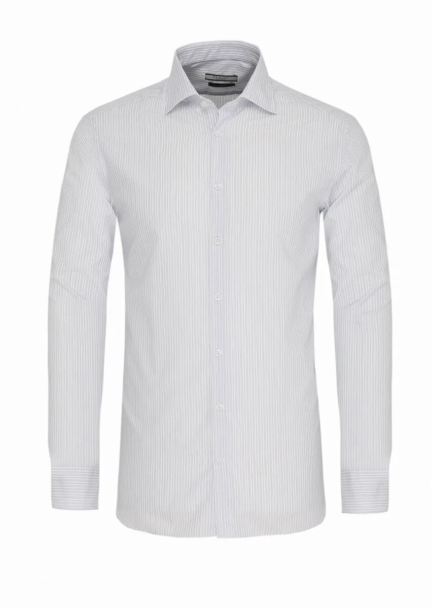 Blue Striped Regular Fit Weaving Classical 100% Cotton Shirt - 1