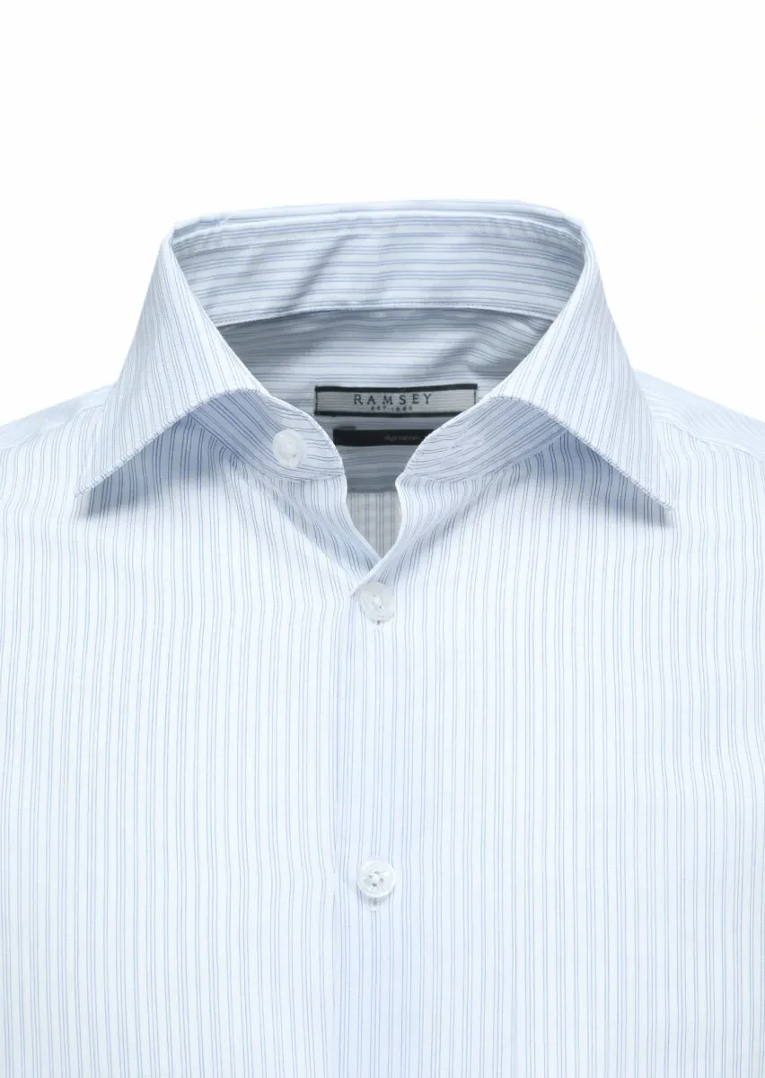 Blue Striped Regular Fit Weaving Classical 100% Cotton Shirt - 2