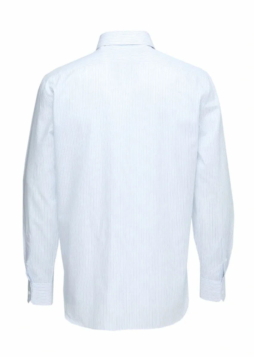 Blue Striped Regular Fit Weaving Classical 100% Cotton Shirt - 4