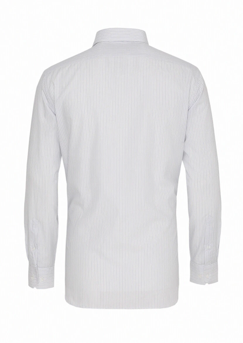 Blue Striped Regular Fit Weaving Classical 100% Cotton Shirt - 5