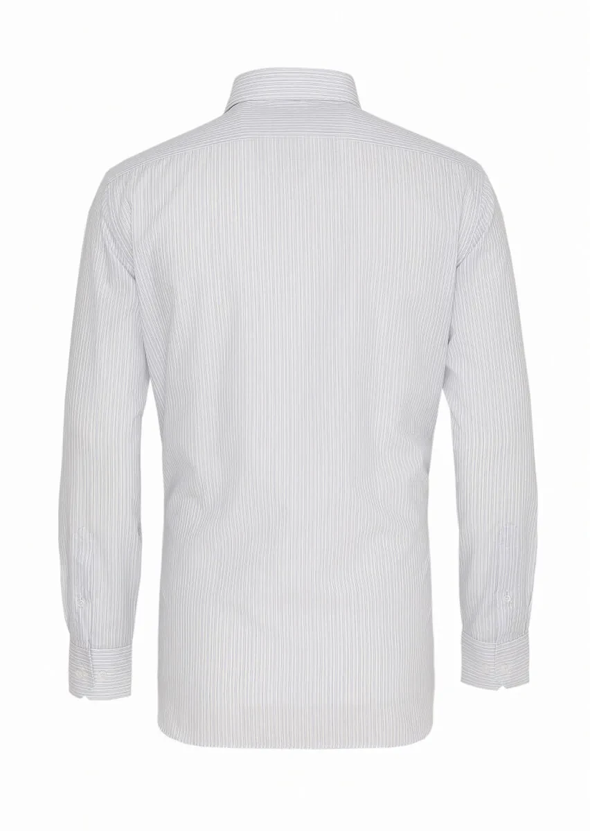 Blue Striped Regular Fit Weaving Classical 100% Cotton Shirt - 5