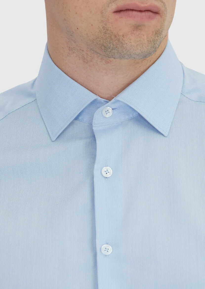 Blue Striped Regular Fit Weaving Classical Cotton Blended Shirt - 4