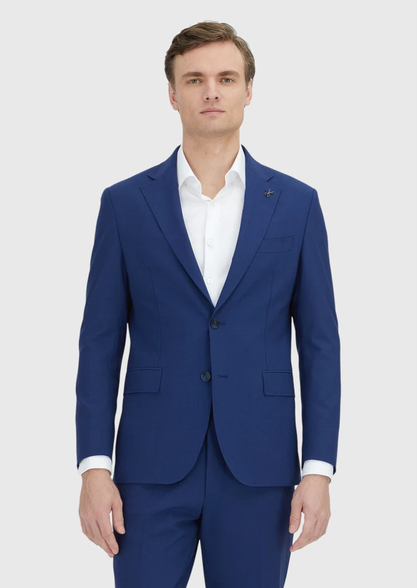Blue Striped Zeroweight Slim Fit Wool Blended Suit - RAMSEY