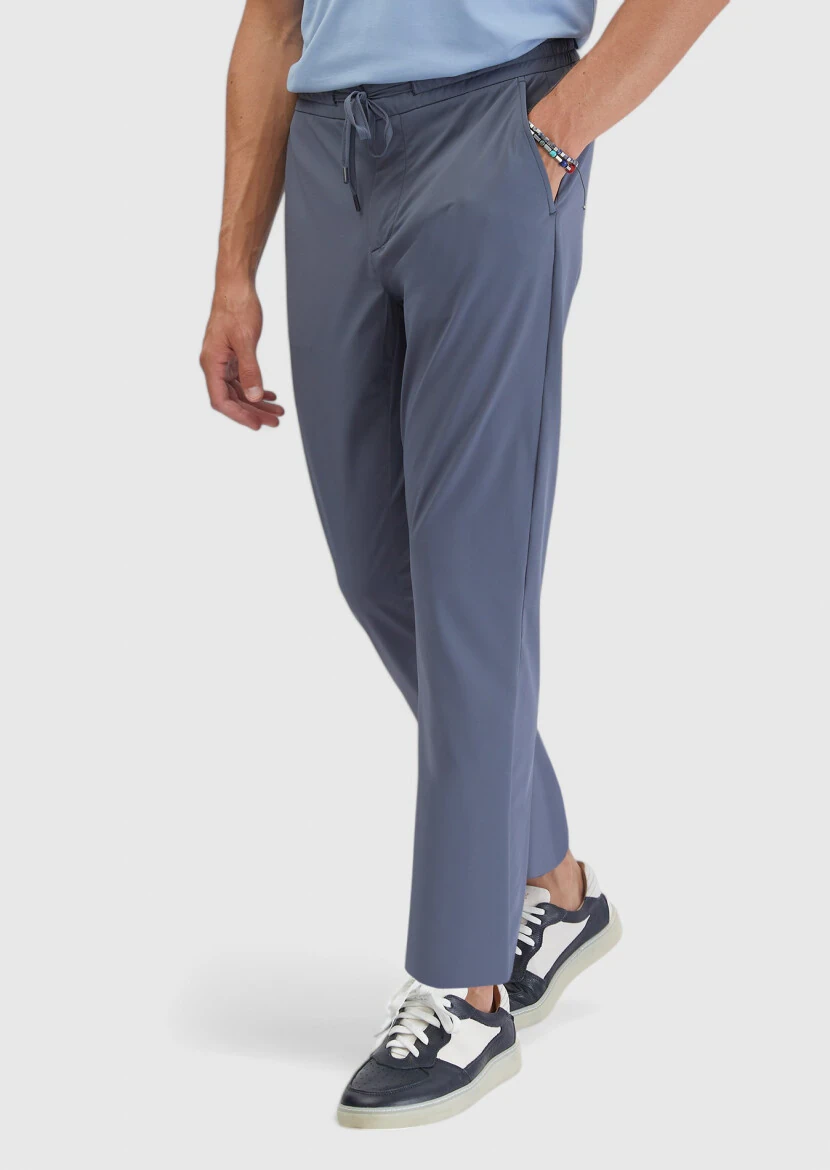 Blue Weaving Jogging Fit Casual Trousers - RAMSEY