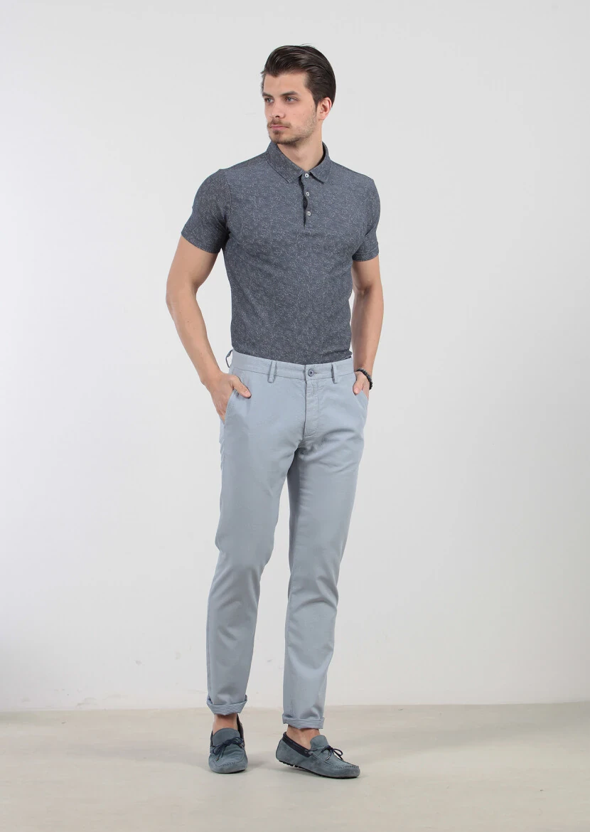 Blue Weaving Regular Fit Casual 100% Cotton Trousers - 2