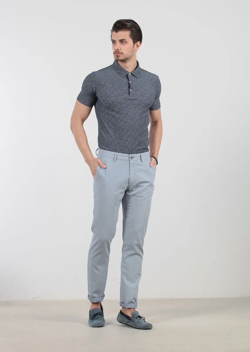 Blue Weaving Regular Fit Casual 100% Cotton Trousers - 2