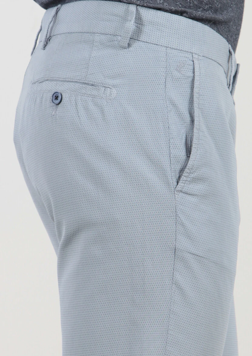 Blue Weaving Regular Fit Casual 100% Cotton Trousers - 3