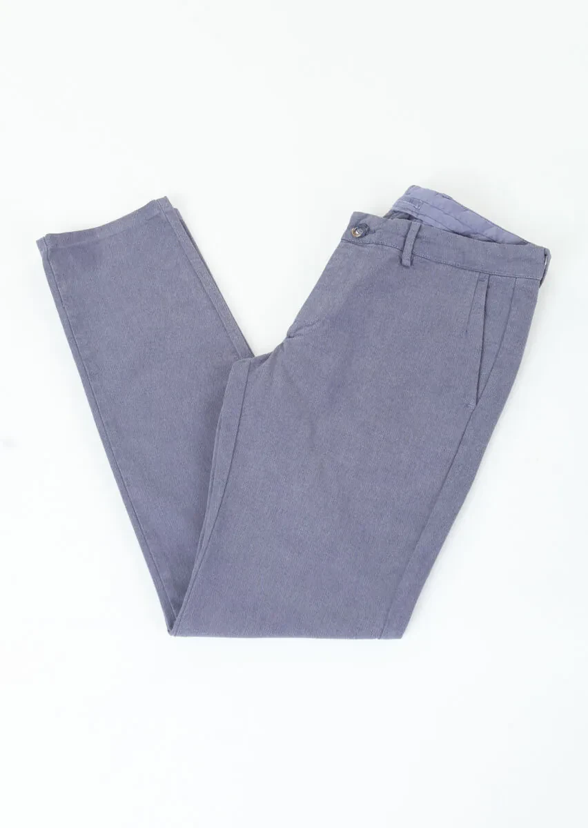 Blue Weaving Regular Fit Casual Cotton Blended Trousers - 1