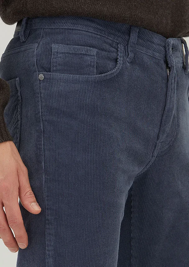 Blue Weaving Slim Fit Casual Cotton Blended Trousers - 3