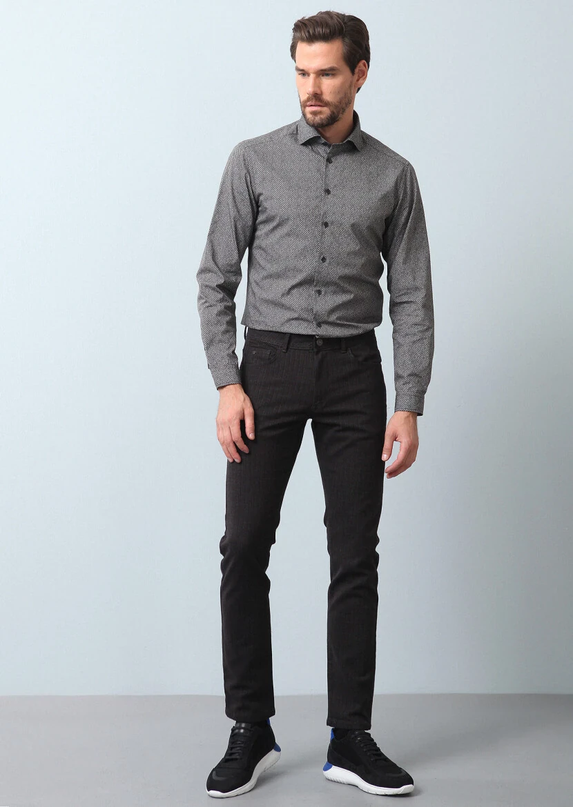 Bordo Düz Dokuma Slim Fit Casual Pamuk Karışımlı Pantolon - 1