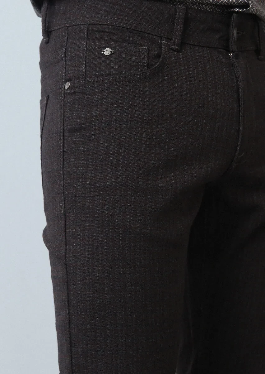Bordo Düz Dokuma Slim Fit Casual Pamuk Karışımlı Pantolon - 3