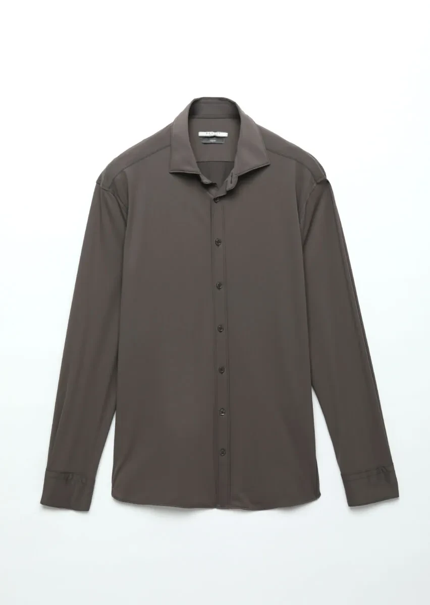 Bordo Düz Regular Fit Dokuma Klasik Gömlek - 7