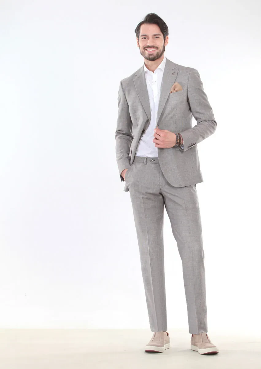 Bordo Modern Fit %100 Yün Takım Elbise - 1