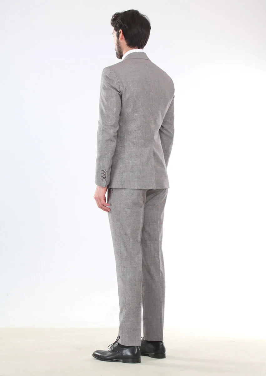 Bordo Modern Fit %100 Yün Takım Elbise - 2