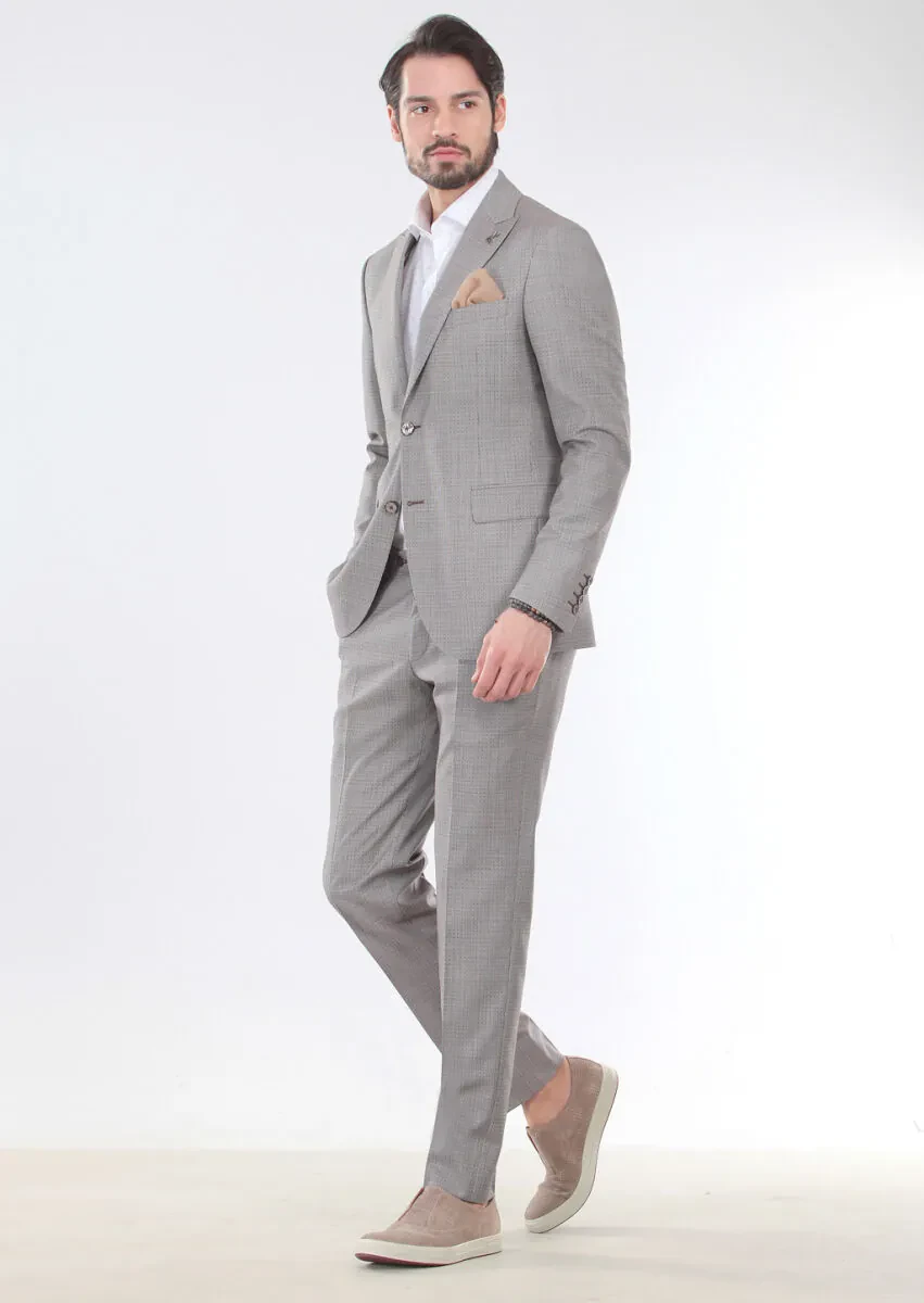 Bordo Modern Fit %100 Yün Takım Elbise - 5