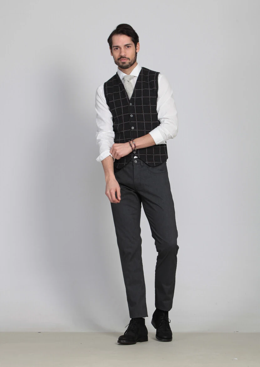 Bordo Regular Fit Casual Örme Triko Yelek - 2