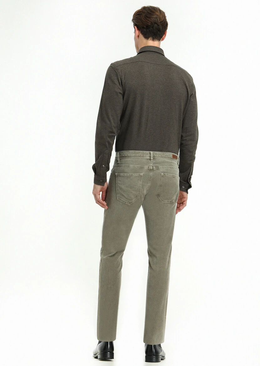 Brown Fitted Fit Knitting Casual 100% Cotton Shirt - 4