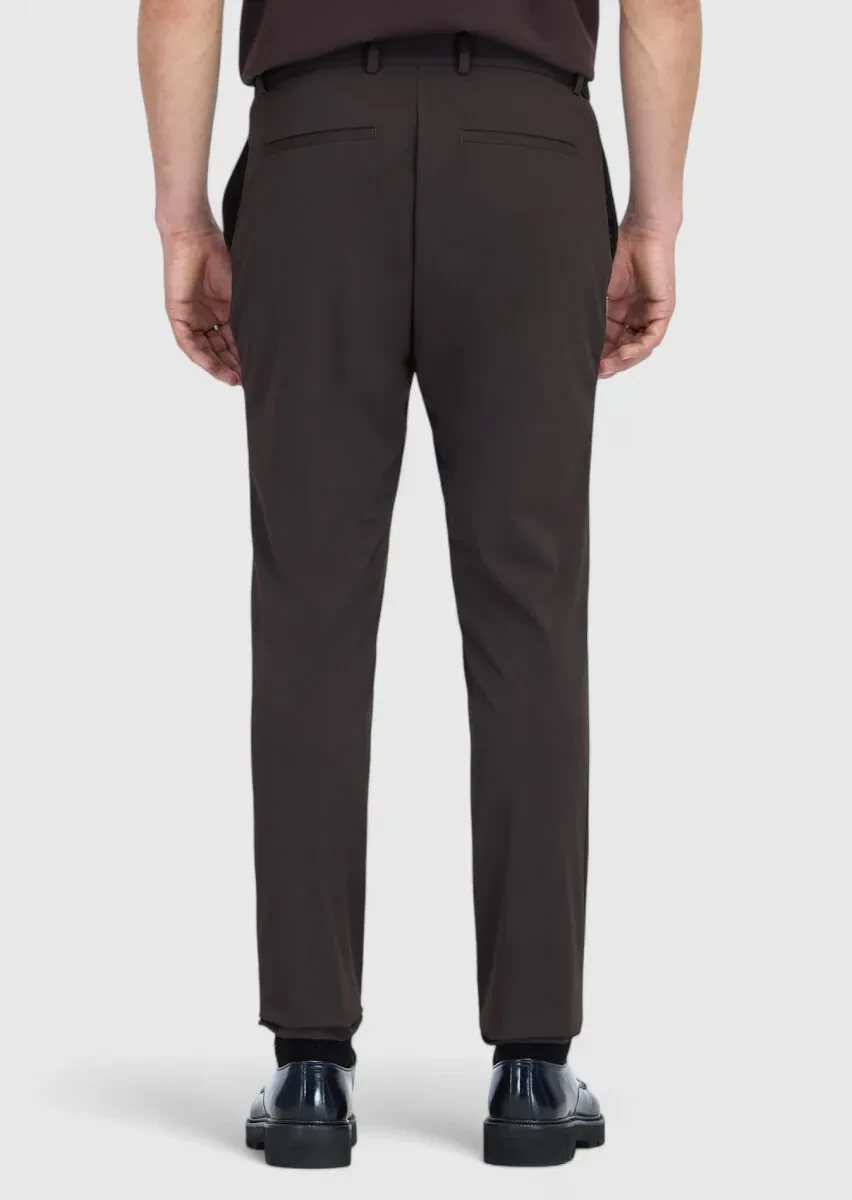 Brown Knitting Jogging Fit Casual Trousers - 5