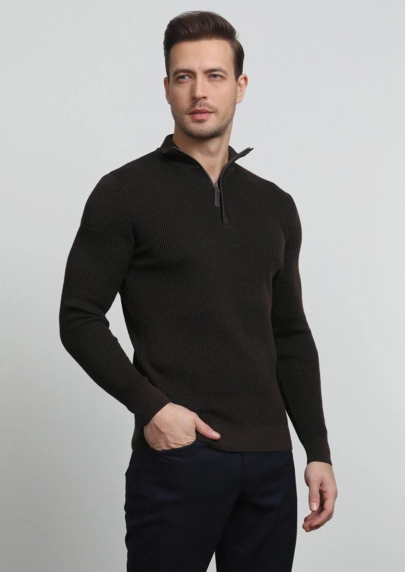Brown Knitwear Sweatshirt - 1