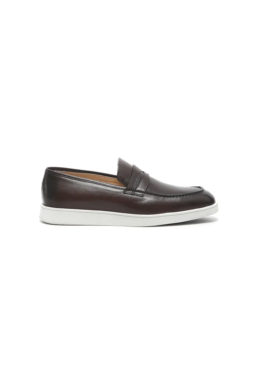 Brown Leather Casual Loafer - 1
