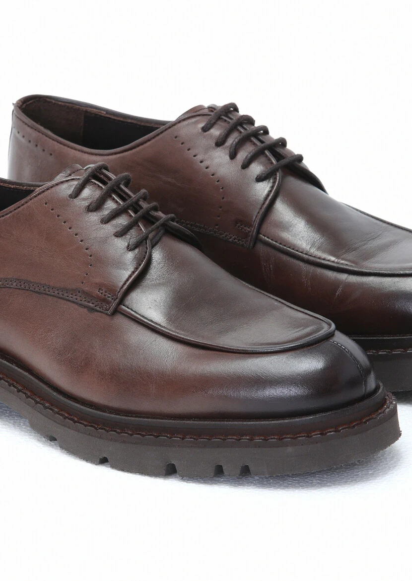 Brown Leather Casual Shoes - 3