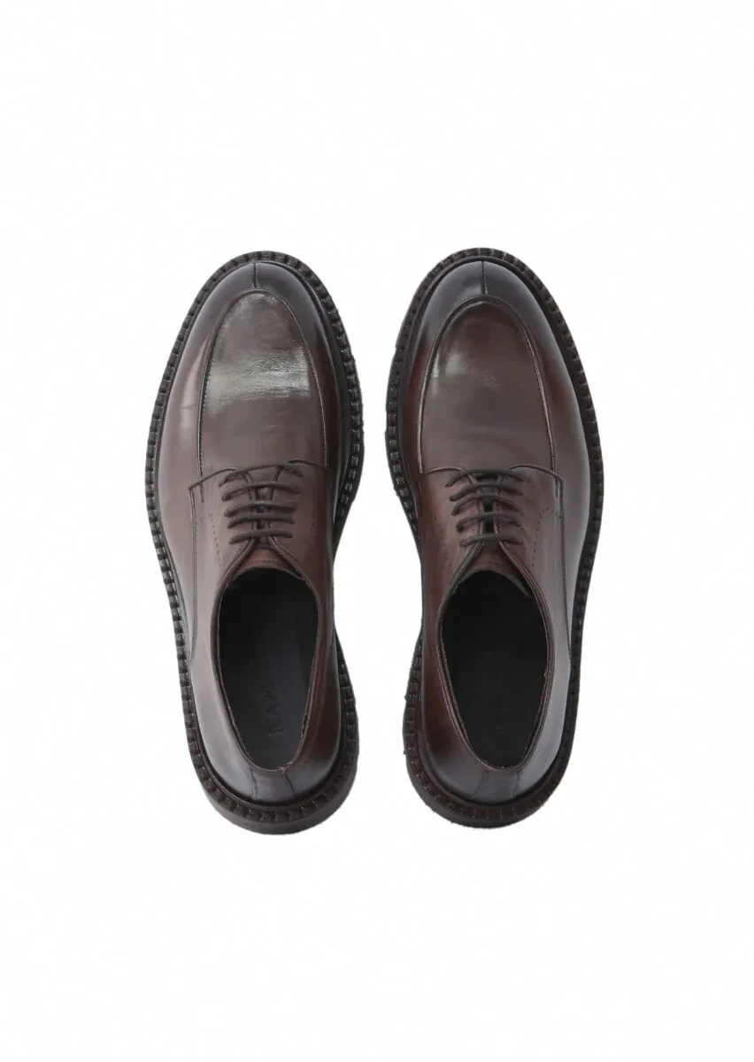 Brown Leather Casual Shoes - 6