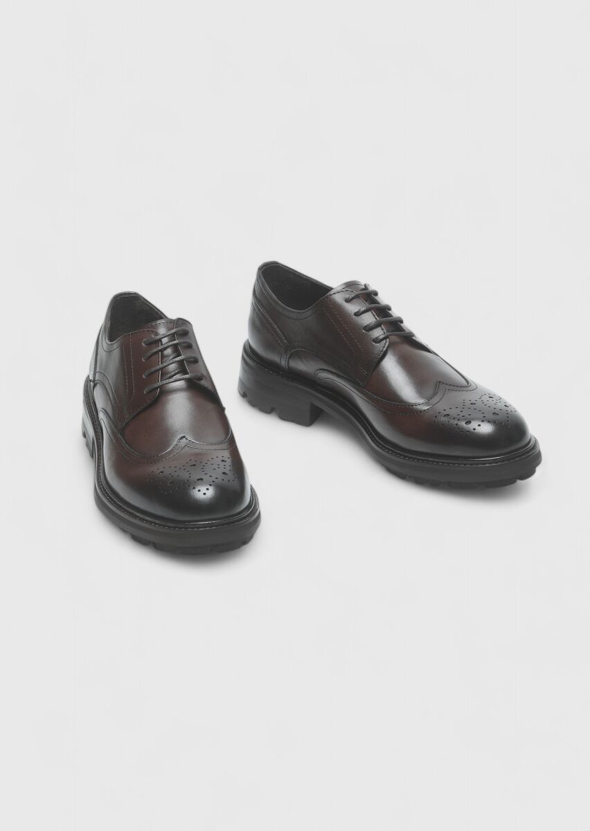 Brown Leather Casual Shoes - 3