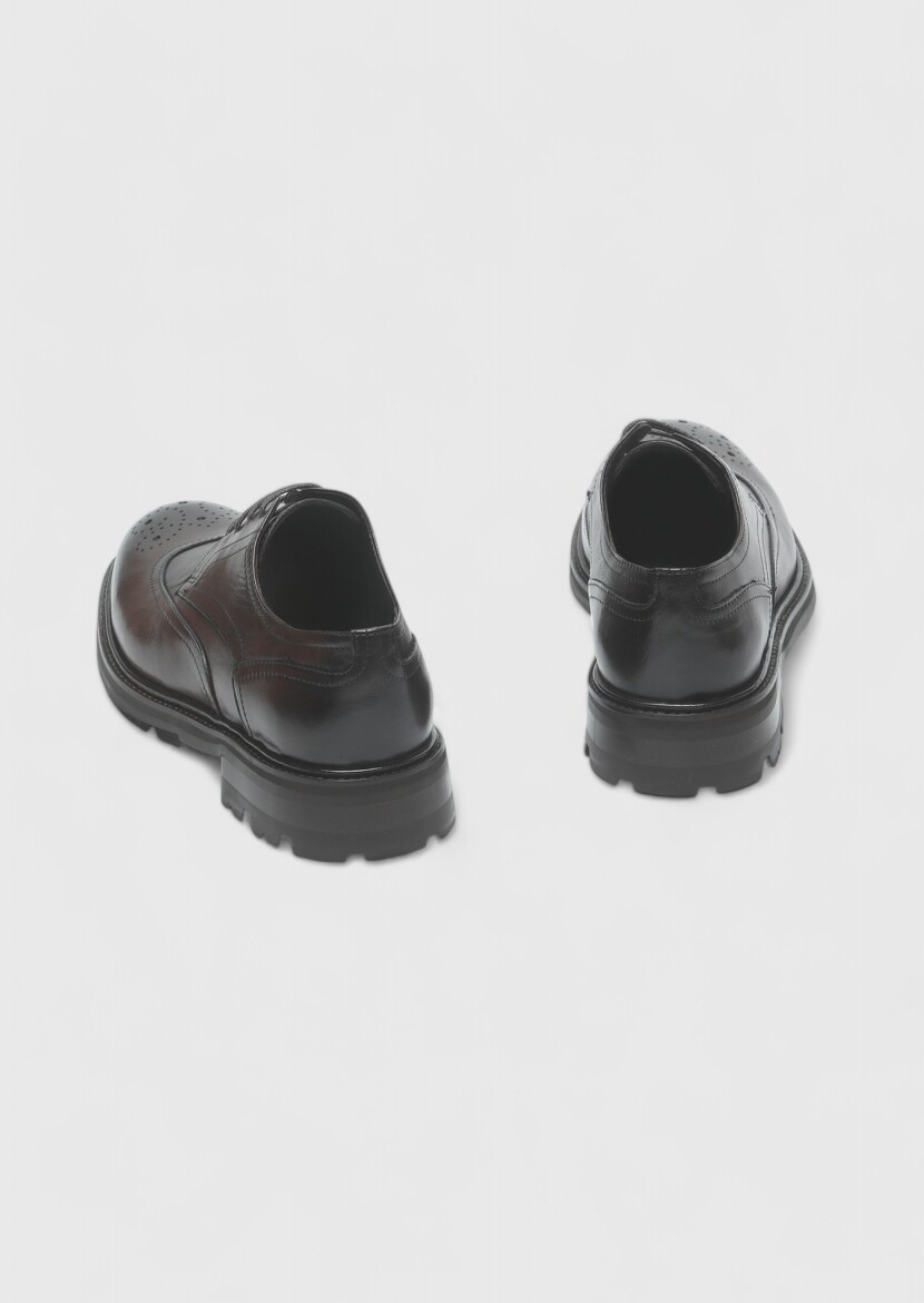 Brown Leather Casual Shoes - 5
