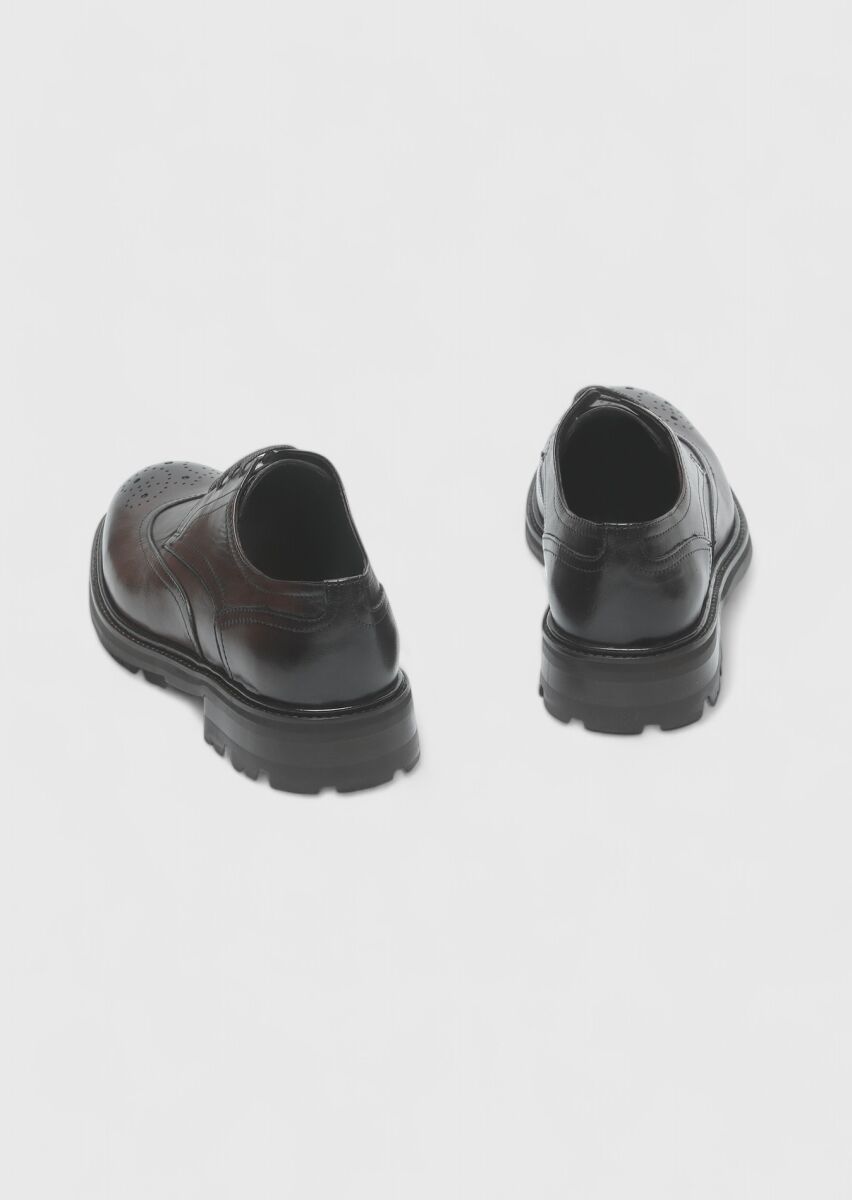 Brown Leather Casual Shoes - 5