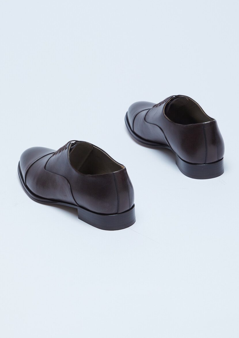 Brown Leather Classical Shoes - 5