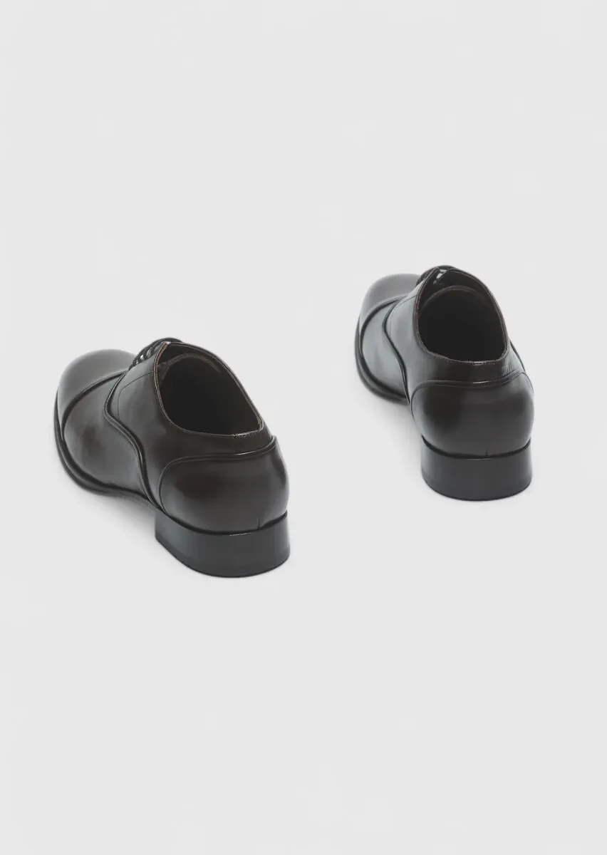 Brown Leather Classical Shoes - 5