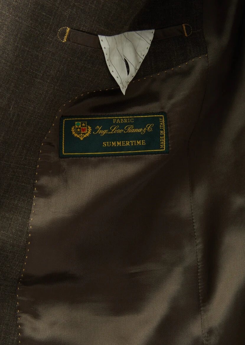 Brown Patterned Regular Fit Silk Blended Jacket - 6