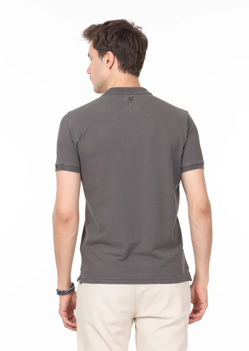Brown Plain Polo Neck 100% Cotton T-Shirt - 4