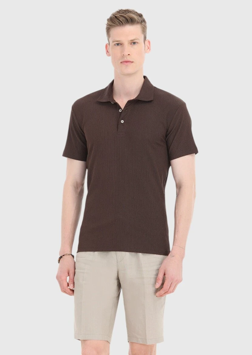 Brown Polo Neck T-Shirt 