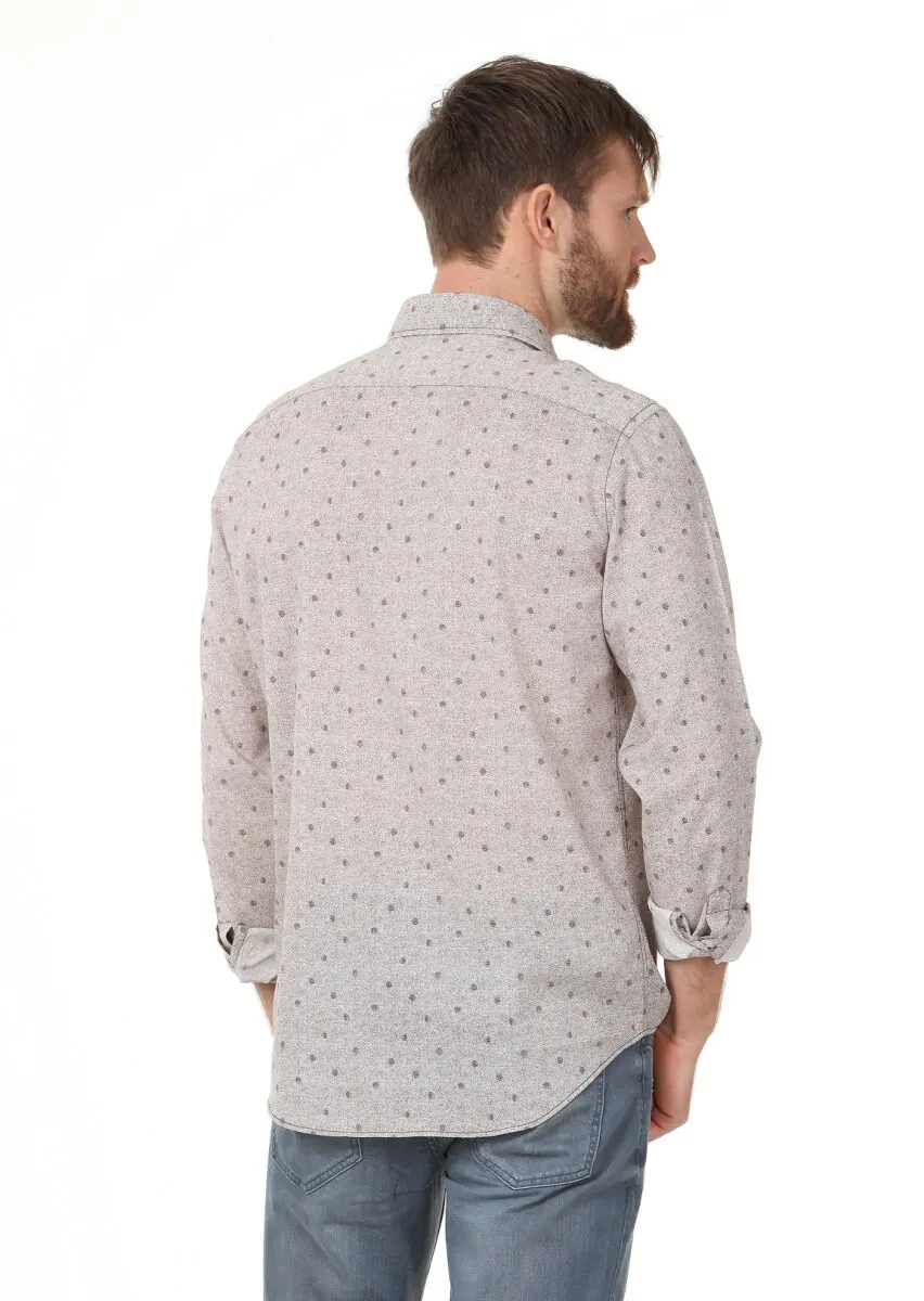 Brown Printed Regular Fit Weaving Casual 100% Cotton Shirt - 4