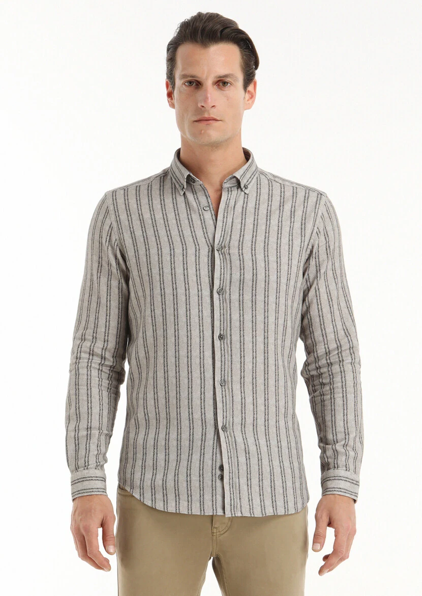 Brown Printed Regular Fit Weaving Casual 100% Cotton Shirt 