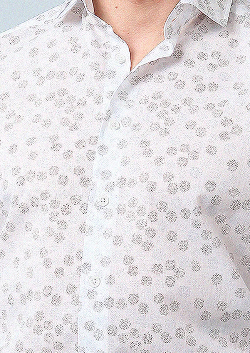 Brown Printed Slim Fit Weaving Casual 100% Cotton Shirt - 2