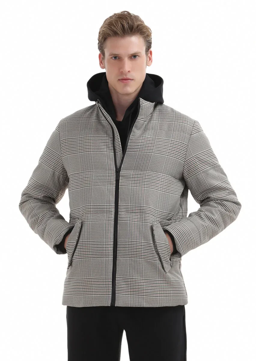 Brown Regular Fit Turtleneck Casual Weaving Coat - 2