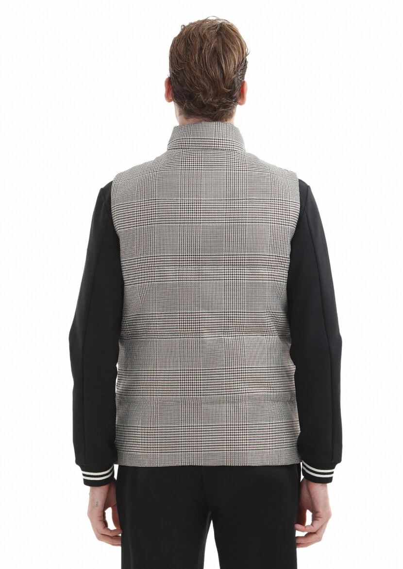 Brown Regular Fit Turtleneck Casual Weaving Puffer Vest - 6