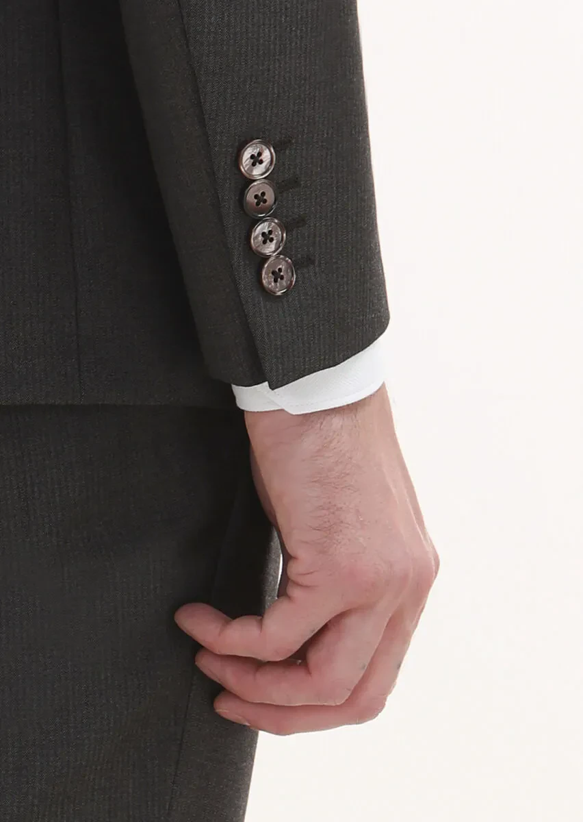 Brown Striped Modern Fit 100% Wool Suit - 4